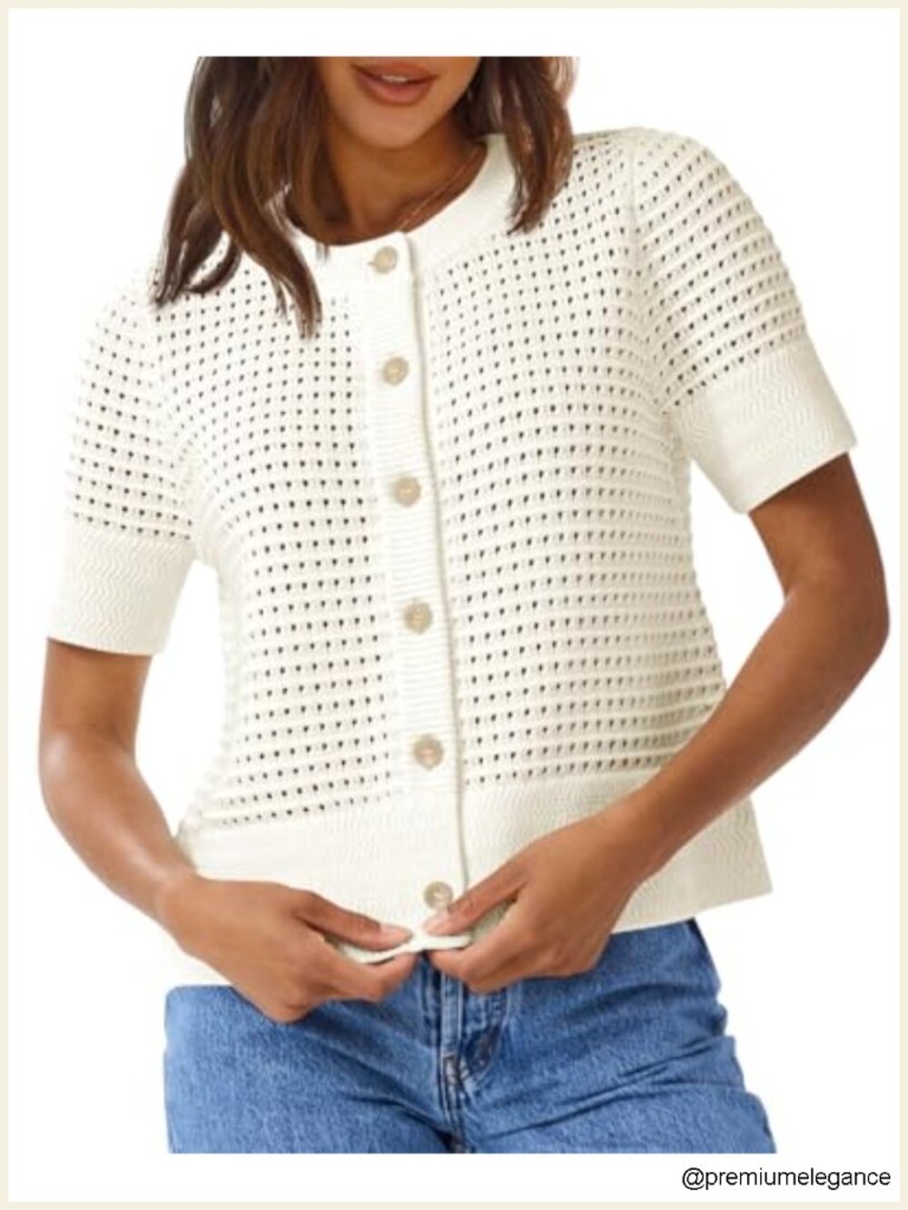 Women's Crochet Short Sleeve Cardigan Boho Beach Sweater